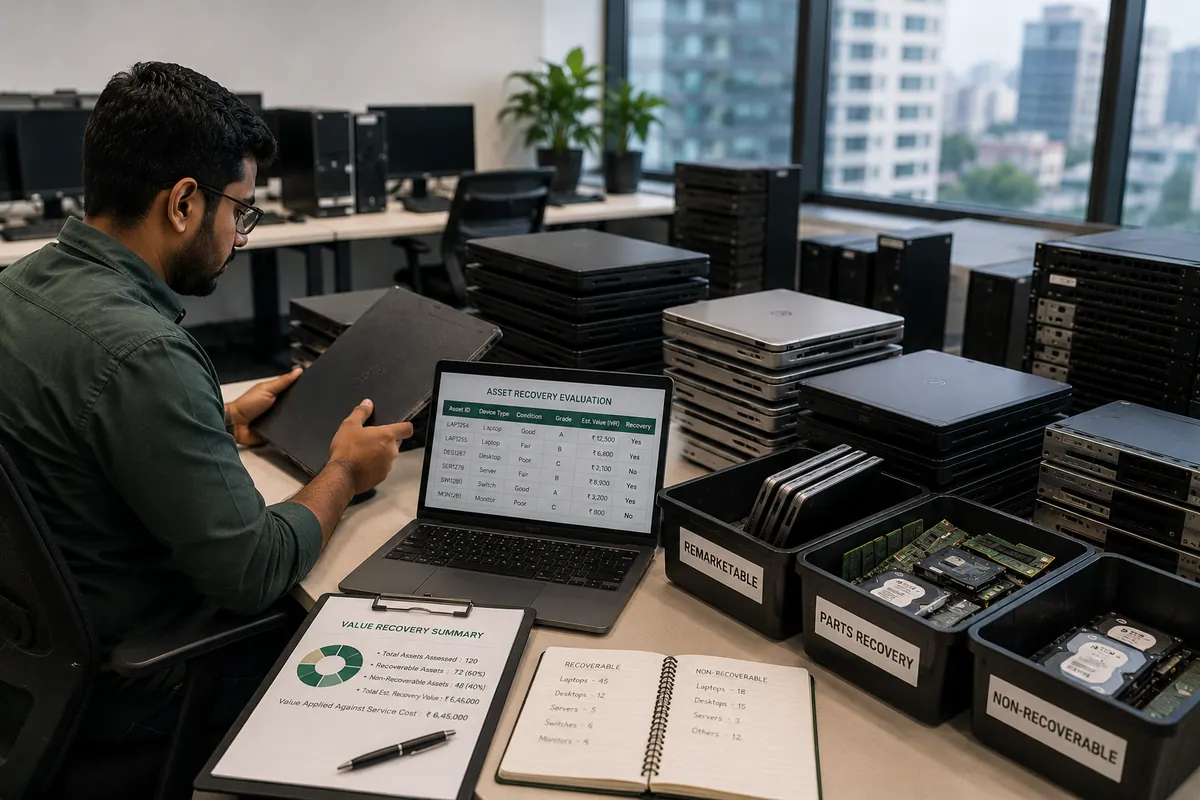 IT asset recovery evaluation of used laptops and servers